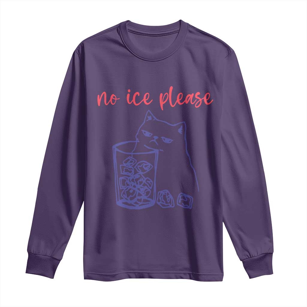 No Ice Please Funny Cat Meme Long Sleeve Shirt Subtle Against Ice Protest Political Resistance TS02 Purple Print Your Wear