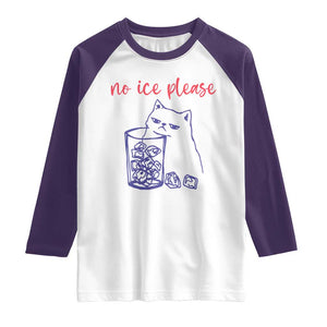 No Ice Please Funny Cat Meme Raglan Shirt Subtle Against Ice Protest Political Resistance TS02 White Purple Print Your Wear