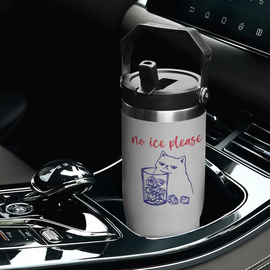 No Ice Please Funny Cat Meme Flip Straw Tumbler Subtle Against Ice Protest Political Resistance TS02 Print Your Wear