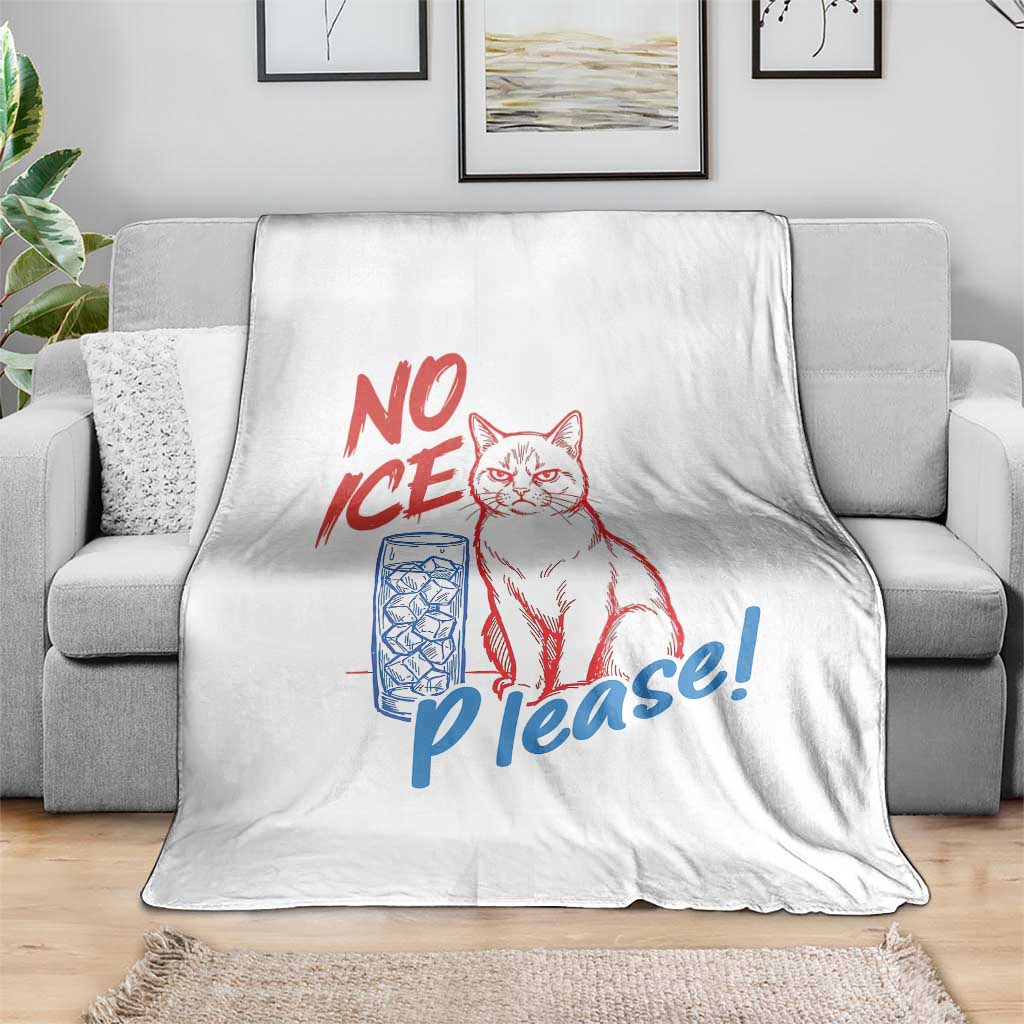 No Ice Please Angry Cat Graphic Throw Blanket Subtle Against Ice Protest Political Resistance TS02 Print Your Wear