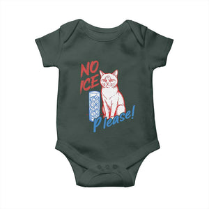 No Ice Please Angry Cat Graphic Baby Onesie Subtle Against Ice Protest Political Resistance TS02 Dark Forest Green Print Your Wear