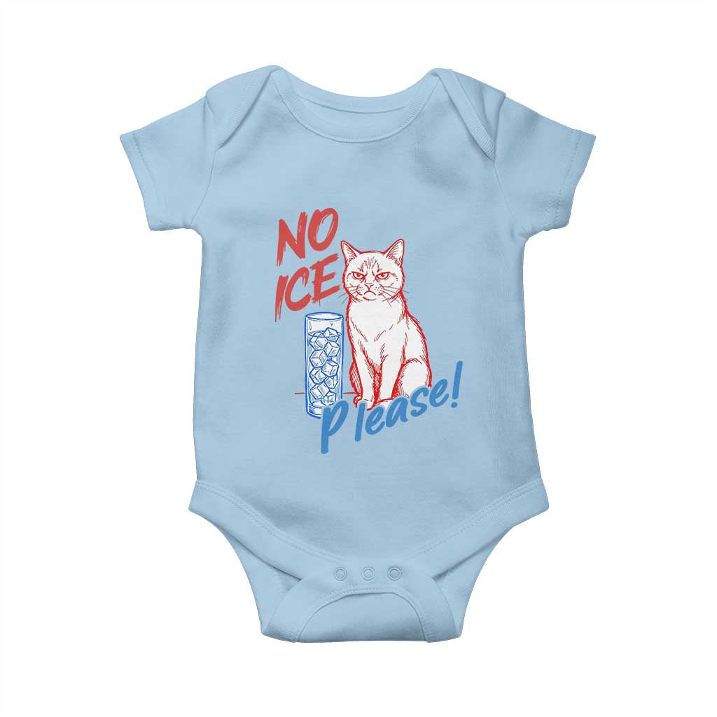 No Ice Please Angry Cat Graphic Baby Onesie Subtle Against Ice Protest Political Resistance TS02 Light Blue Print Your Wear