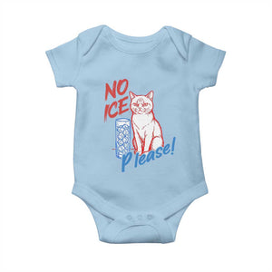 No Ice Please Angry Cat Graphic Baby Onesie Subtle Against Ice Protest Political Resistance TS02 Light Blue Print Your Wear