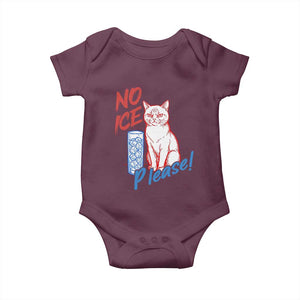 No Ice Please Angry Cat Graphic Baby Onesie Subtle Against Ice Protest Political Resistance TS02 Maroon Print Your Wear