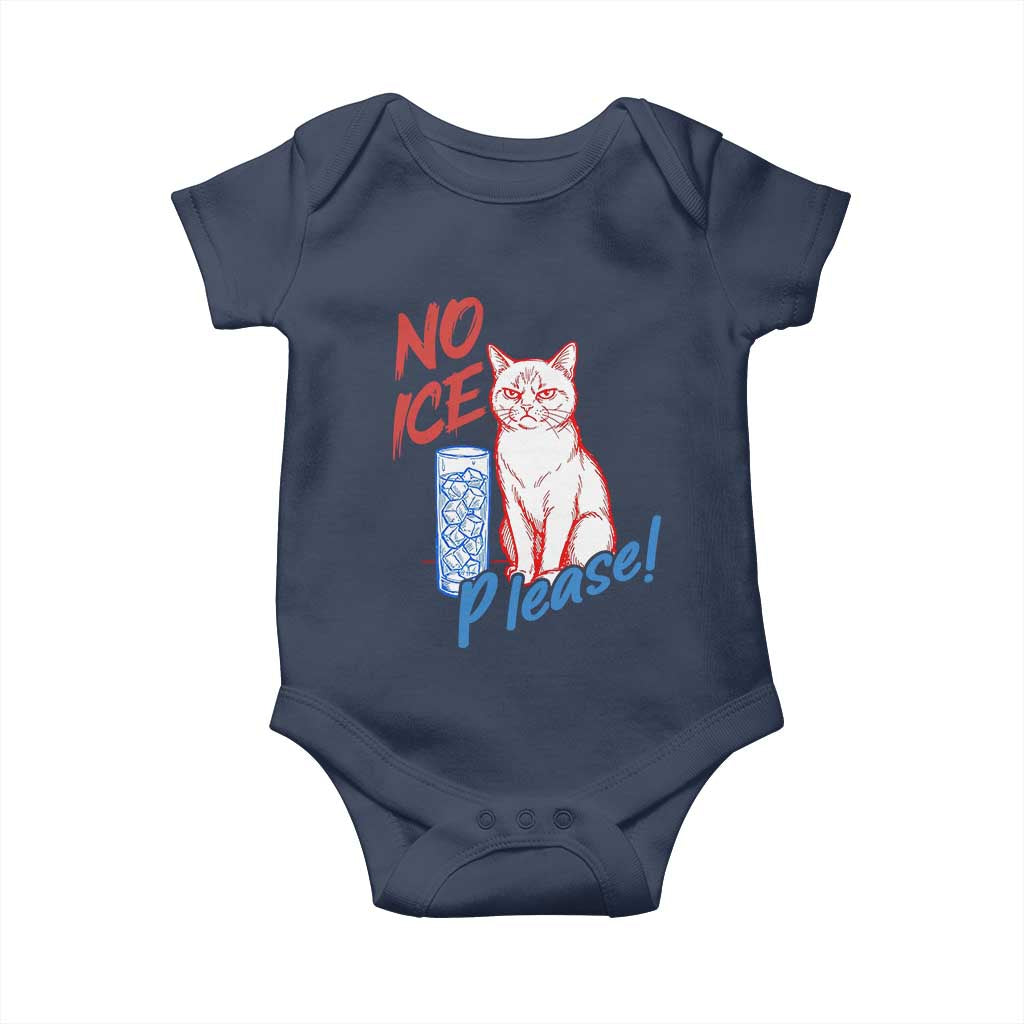 No Ice Please Angry Cat Graphic Baby Onesie Subtle Against Ice Protest Political Resistance TS02 Navy Print Your Wear