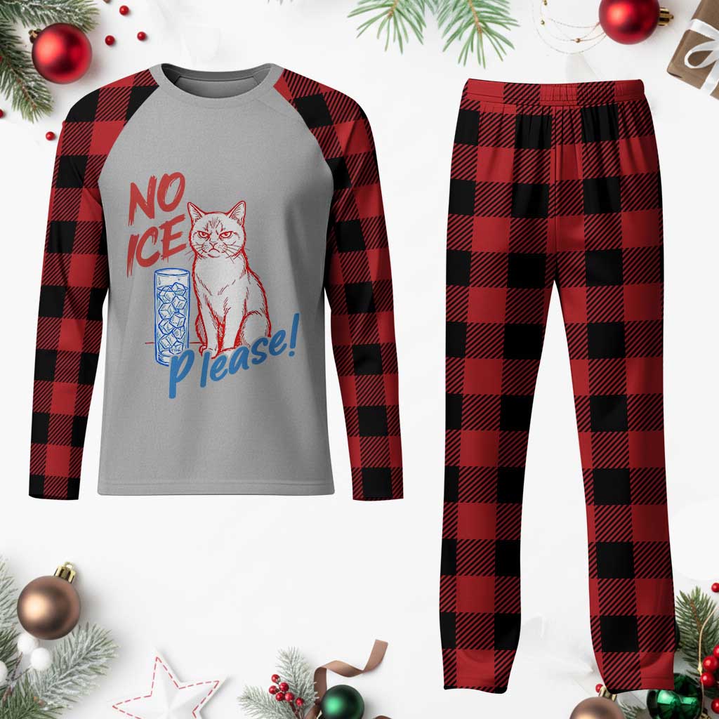 No Ice Please Angry Cat Graphic Plaid Pajama Set Subtle Against Ice Protest Political Resistance TS02 Buffalo Plaid Print Your Wear