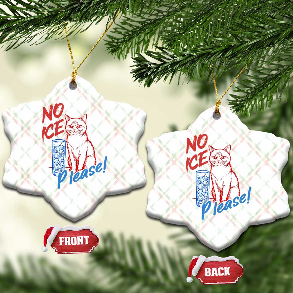 No Ice Please Angry Cat Graphic Ceramic Ornament Subtle Against Ice Protest Political Resistance TS02 Print Your Wear
