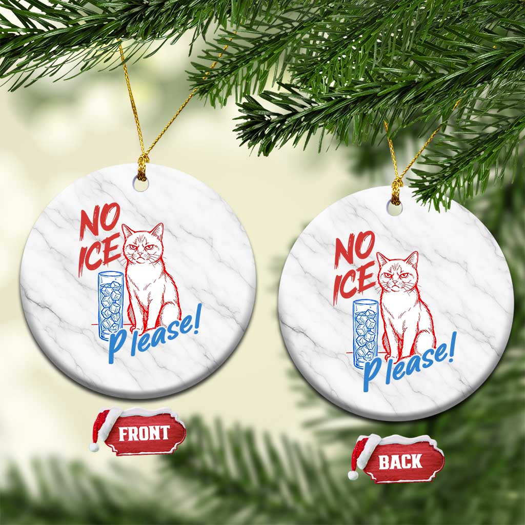 No Ice Please Angry Cat Graphic Ceramic Ornament Subtle Against Ice Protest Political Resistance TS02 1pc White Marble Print Your Wear