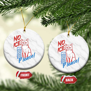 No Ice Please Angry Cat Graphic Ceramic Ornament Subtle Against Ice Protest Political Resistance TS02 1pc White Marble Print Your Wear
