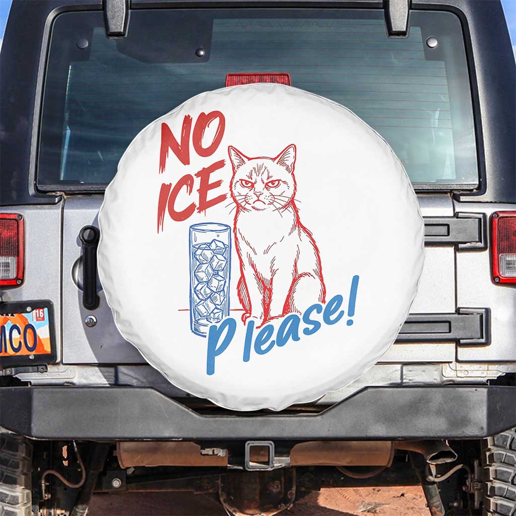 No Ice Please Angry Cat Graphic Spare Tire Cover Subtle Against Ice Protest Political Resistance TS02 No hole White Print Your Wear