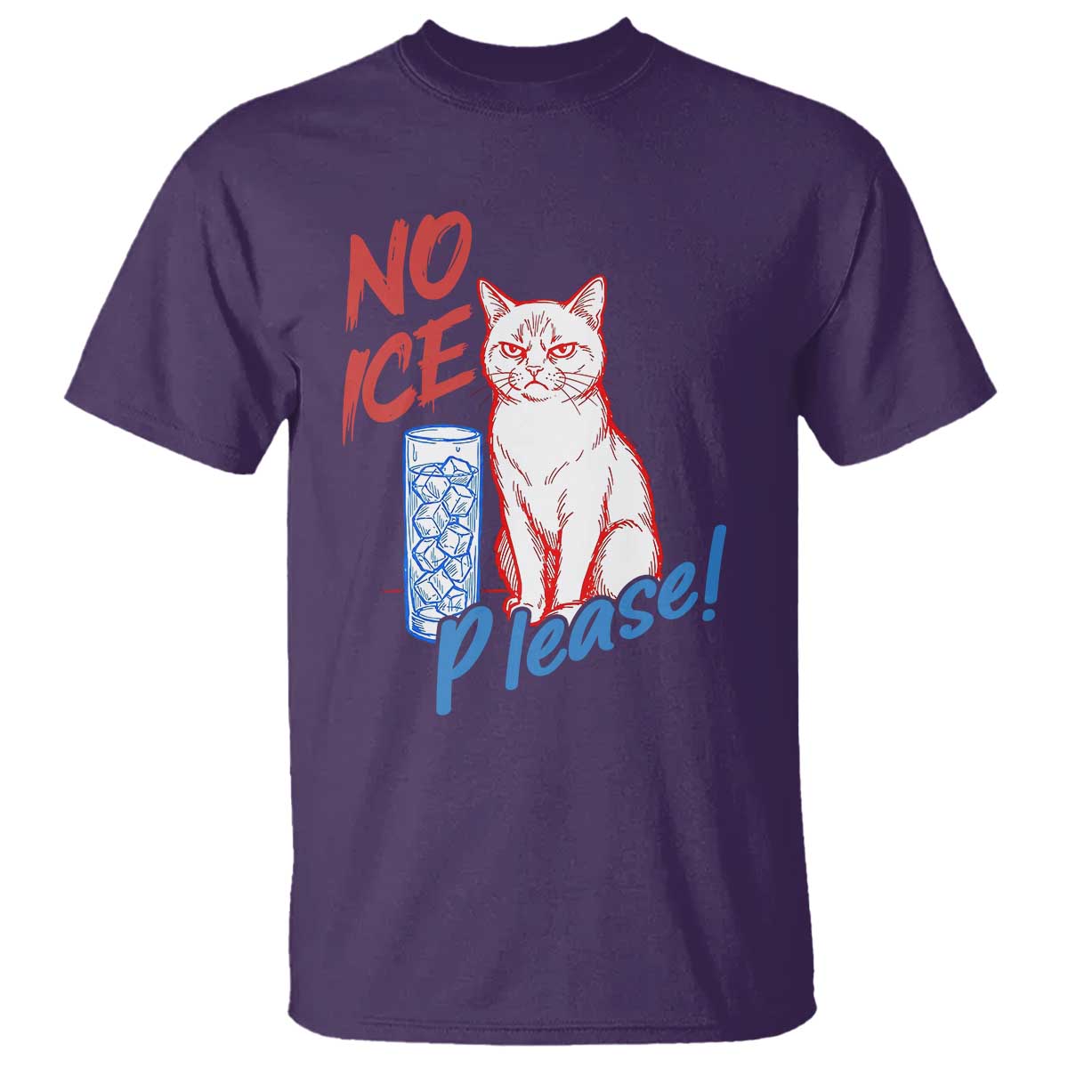 No Ice Please Angry Cat Graphic T Shirt Subtle Against Ice Protest Political Resistance TS02 Purple Print Your Wear