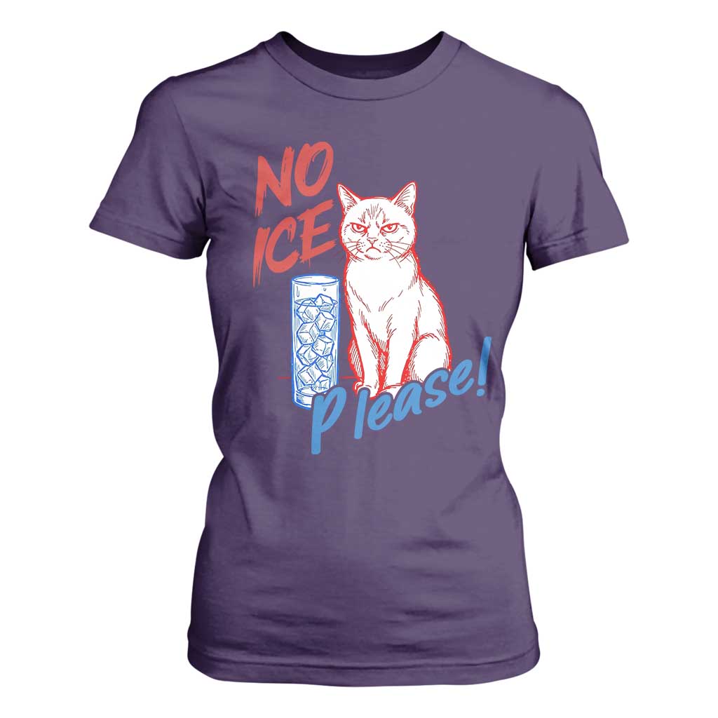 No Ice Please Angry Cat Graphic T Shirt For Women Subtle Against Ice Protest Political Resistance TS02 Purple Print Your Wear