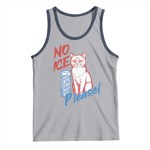 No Ice Please Angry Cat Graphic Tank Top Subtle Against Ice Protest Political Resistance TS02 Athletic Heather Navy Print Your Wear