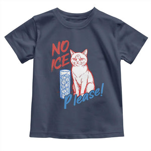 No Ice Please Angry Cat Graphic Toddler T Shirt Subtle Against Ice Protest Political Resistance TS02 Navy Print Your Wear