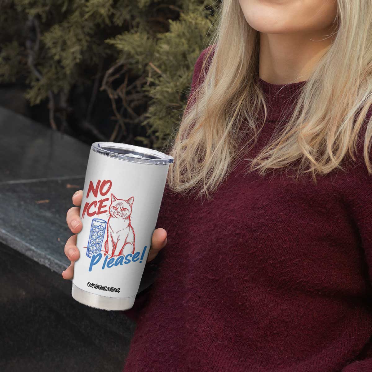 No Ice Please Angry Cat Graphic Tumbler Cup Subtle Against Ice Protest Political Resistance TS02 Print Your Wear