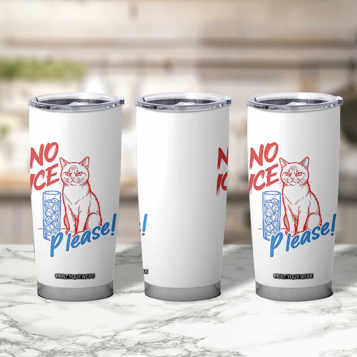 No Ice Please Angry Cat Graphic Tumbler Cup Subtle Against Ice Protest Political Resistance TS02 Print Your Wear