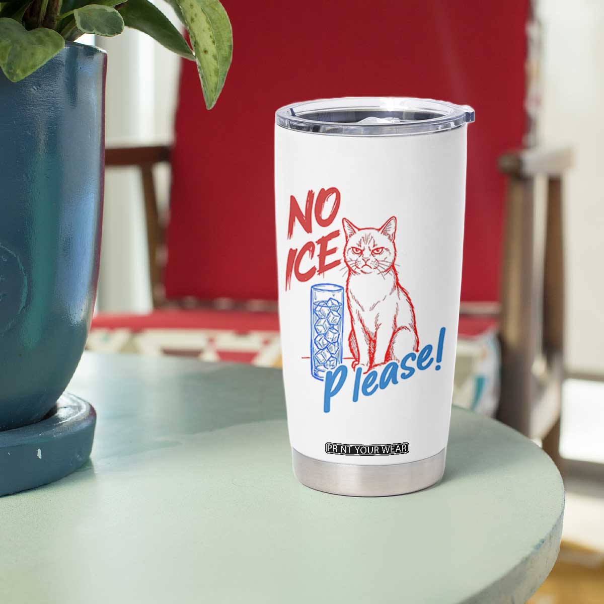 No Ice Please Angry Cat Graphic Tumbler Cup Subtle Against Ice Protest Political Resistance TS02 Print Your Wear