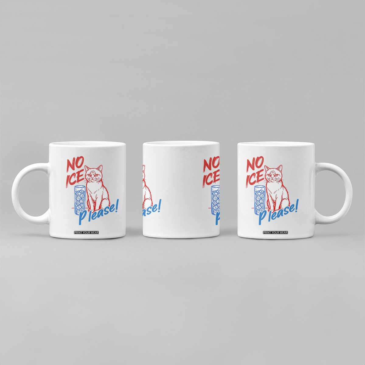 No Ice Please Angry Cat Graphic Coffee Mug Subtle Against Ice Protest Political Resistance TS02 Print Your Wear