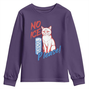No Ice Please Angry Cat Graphic Youth Sweatshirt Subtle Against Ice Protest Political Resistance TS02 Purple Print Your Wear
