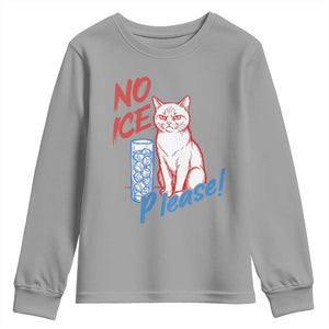 No Ice Please Angry Cat Graphic Youth Sweatshirt Subtle Against Ice Protest Political Resistance TS02 Sport Gray Print Your Wear