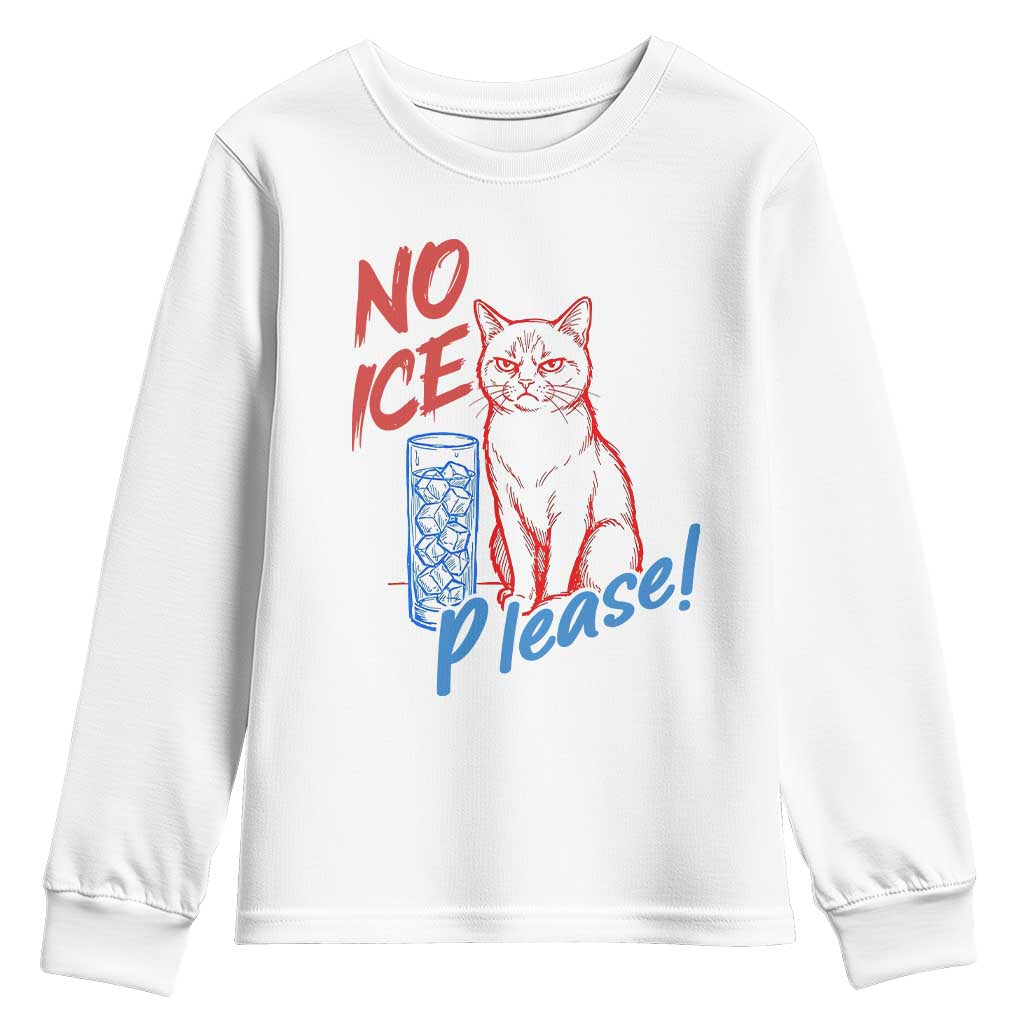 No Ice Please Angry Cat Graphic Youth Sweatshirt Subtle Against Ice Protest Political Resistance TS02 White Print Your Wear