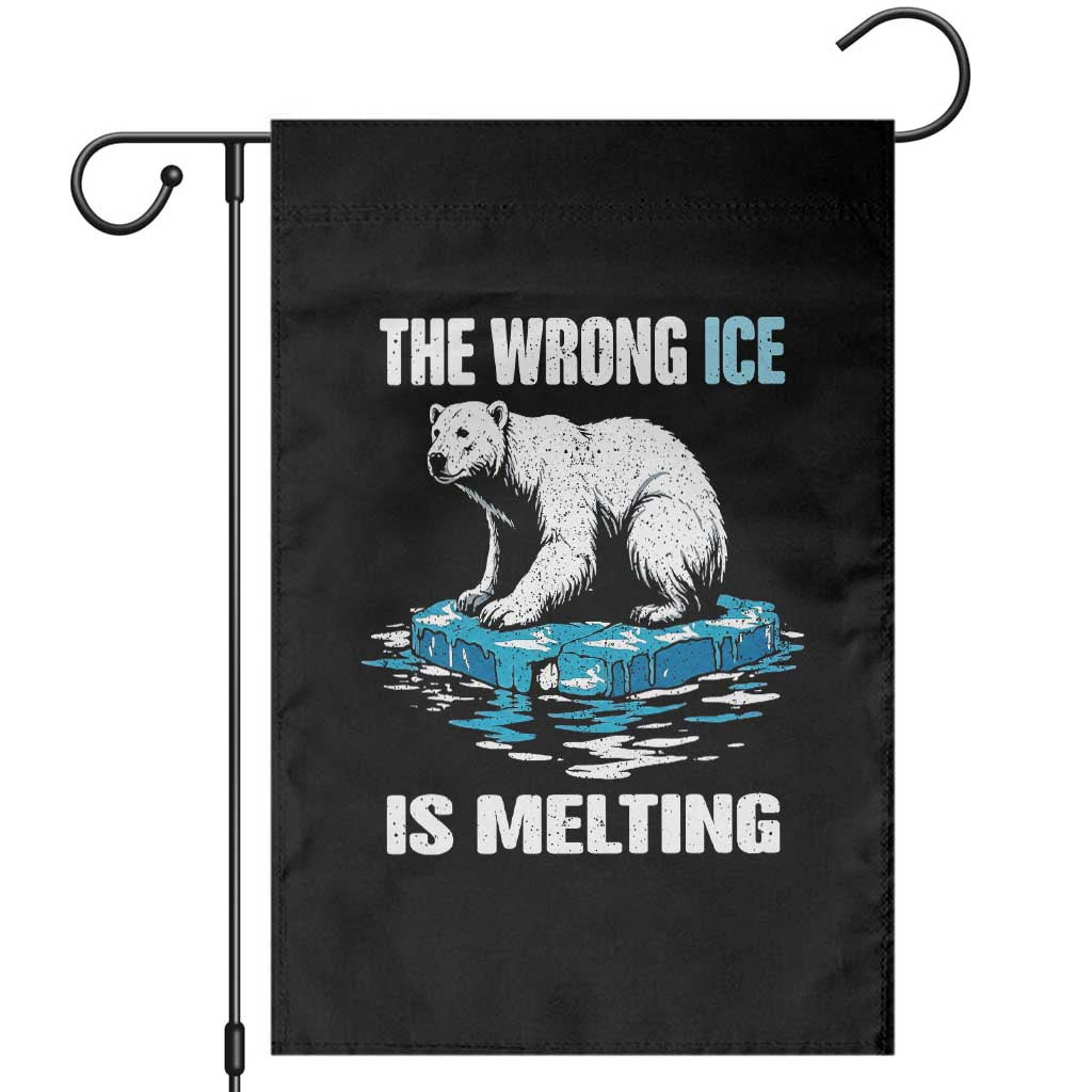The Wrong Ice is Melting Polar Bear Garden Flag Against Ice Environmental Activist Protest TS02 Black Print Your Wear