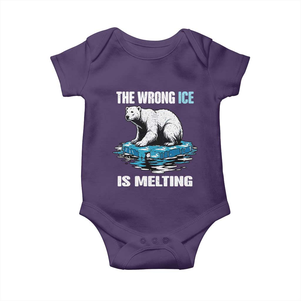 The Wrong Ice is Melting Polar Bear Baby Onesie Against Ice Environmental Activist Protest TS02 Purple Print Your Wear
