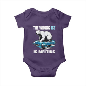 The Wrong Ice is Melting Polar Bear Baby Onesie Against Ice Environmental Activist Protest TS02 Purple Print Your Wear