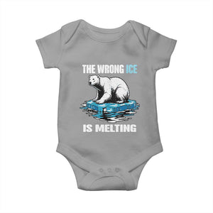 The Wrong Ice is Melting Polar Bear Baby Onesie Against Ice Environmental Activist Protest TS02 Sport Gray Print Your Wear