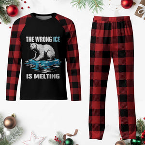 The Wrong Ice is Melting Polar Bear Plaid Pajama Set Against Ice Environmental Activist Protest TS02 Buffalo Plaid Print Your Wear