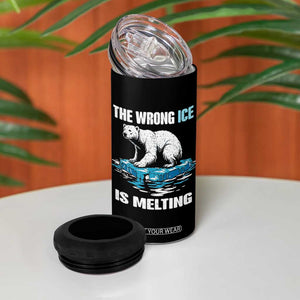 The Wrong Ice is Melting Polar Bear 4 in 1 Can Cooler Tumbler Against Ice Environmental Activist Protest TS02 Print Your Wear