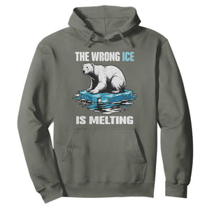 The Wrong Ice is Melting Polar Bear Hoodie Against Ice Environmental Activist Protest TS02 Military Green Print Your Wear