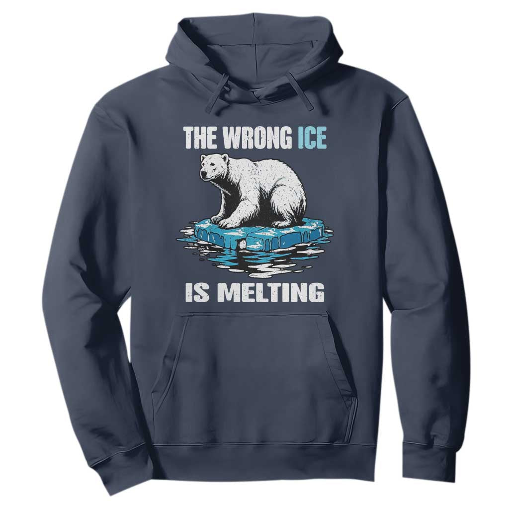 The Wrong Ice is Melting Polar Bear Hoodie Against Ice Environmental Activist Protest TS02 Navy Print Your Wear
