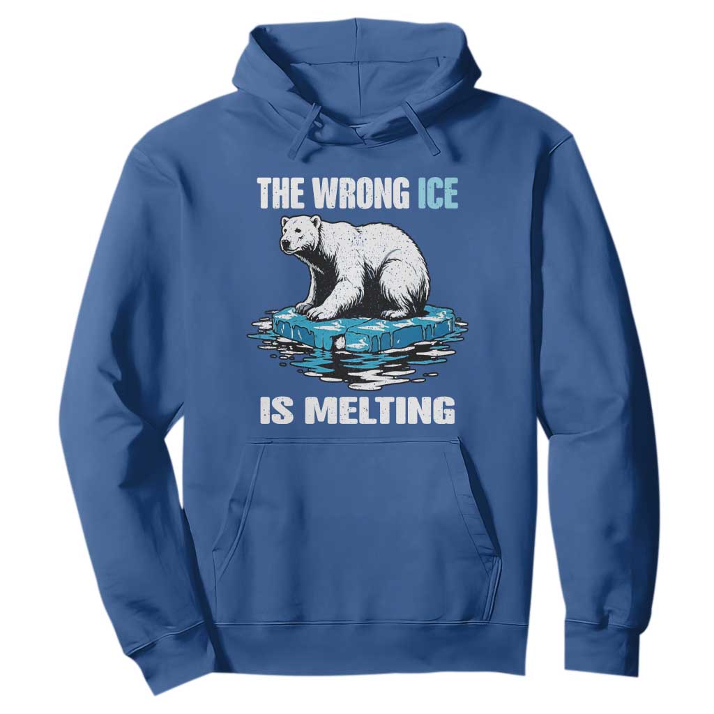 The Wrong Ice is Melting Polar Bear Hoodie Against Ice Environmental Activist Protest TS02 Royal Blue Print Your Wear