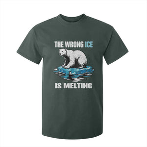 The Wrong Ice is Melting Polar Bear T Shirt For Kid Against Ice Environmental Activist Protest TS02 Dark Forest Green Print Your Wear