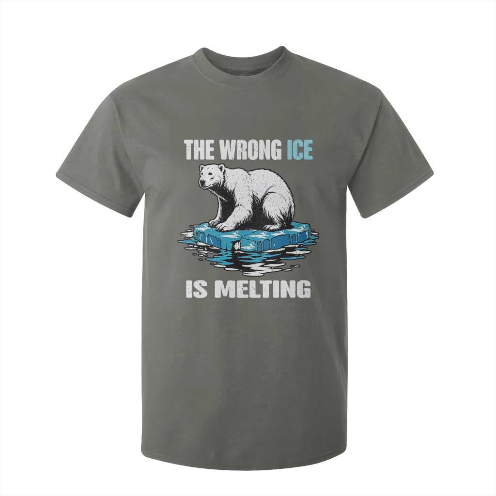 The Wrong Ice is Melting Polar Bear T Shirt For Kid Against Ice Environmental Activist Protest TS02 Military Green Print Your Wear