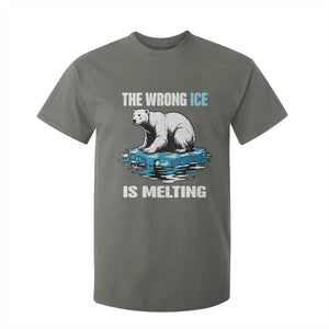 The Wrong Ice is Melting Polar Bear T Shirt For Kid Against Ice Environmental Activist Protest TS02 Military Green Print Your Wear