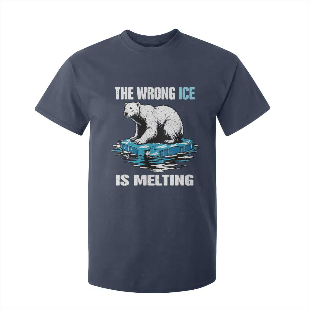 The Wrong Ice is Melting Polar Bear T Shirt For Kid Against Ice Environmental Activist Protest TS02 Navy Print Your Wear