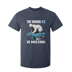 The Wrong Ice is Melting Polar Bear T Shirt For Kid Against Ice Environmental Activist Protest TS02 Navy Print Your Wear