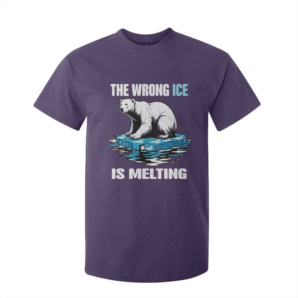 The Wrong Ice is Melting Polar Bear T Shirt For Kid Against Ice Environmental Activist Protest TS02 Purple Print Your Wear