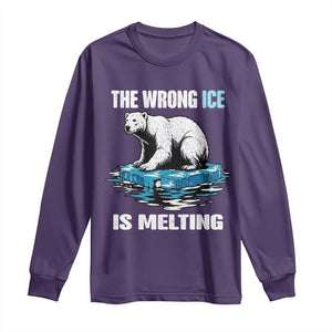 The Wrong Ice is Melting Polar Bear Long Sleeve Shirt Against Ice Environmental Activist Protest TS02 Purple Print Your Wear
