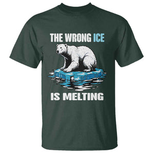 The Wrong Ice is Melting Polar Bear T Shirt Against Ice Environmental Activist Protest TS02 Dark Forest Green Print Your Wear