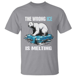 The Wrong Ice is Melting Polar Bear T Shirt Against Ice Environmental Activist Protest TS02 Sport Gray Print Your Wear