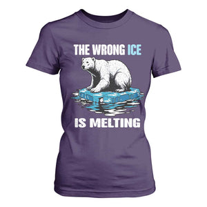 The Wrong Ice is Melting Polar Bear T Shirt For Women Against Ice Environmental Activist Protest TS02 Purple Print Your Wear