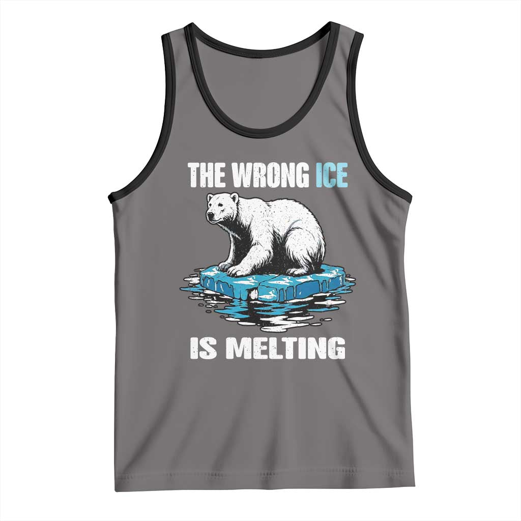 The Wrong Ice is Melting Polar Bear Tank Top Against Ice Environmental Activist Protest TS02 Deep Heather Black Print Your Wear