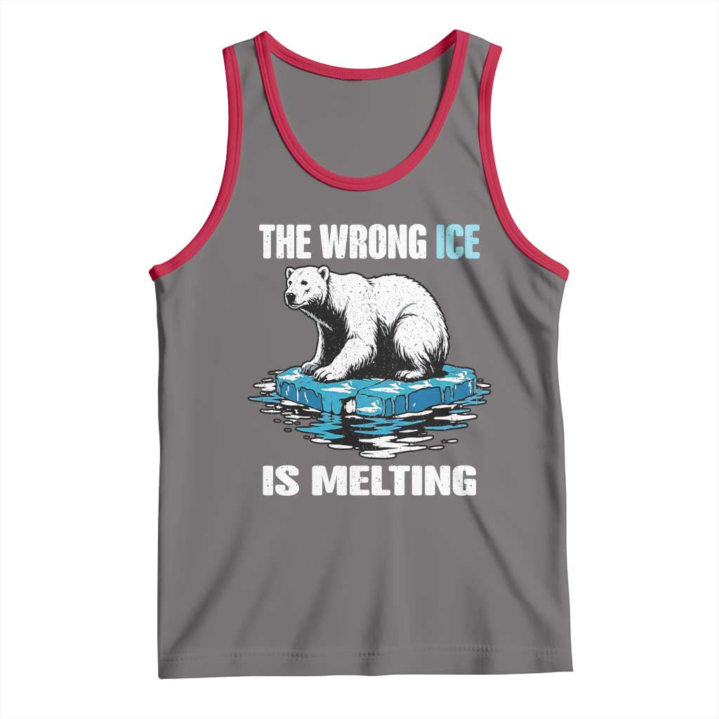 The Wrong Ice is Melting Polar Bear Tank Top Against Ice Environmental Activist Protest TS02 Deep Heather Red Print Your Wear