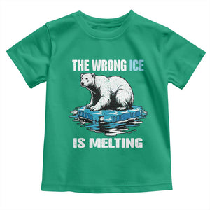 The Wrong Ice is Melting Polar Bear Toddler T Shirt Against Ice Environmental Activist Protest TS02 Irish Green Print Your Wear
