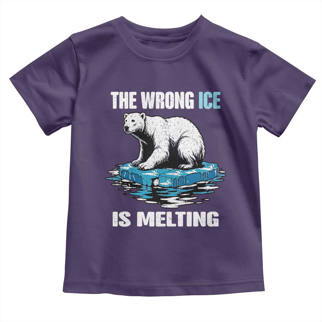 The Wrong Ice is Melting Polar Bear Toddler T Shirt Against Ice Environmental Activist Protest TS02 Purple Print Your Wear