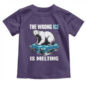 The Wrong Ice is Melting Polar Bear Toddler T Shirt Against Ice Environmental Activist Protest TS02 Purple Print Your Wear