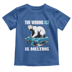 The Wrong Ice is Melting Polar Bear Toddler T Shirt Against Ice Environmental Activist Protest TS02 Royal Blue Print Your Wear